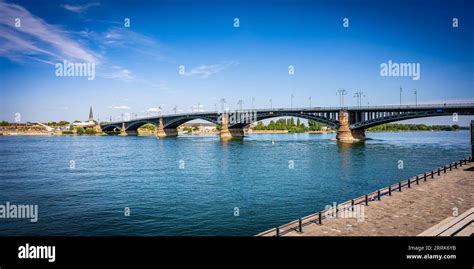 Theodor Heuss Bridge Over The Rhine Between Wiesbaden And Mainz A