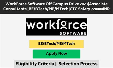 Workforce Software Off Campus Drive 2023associate Consultants Bebtechmemtechctc Salary