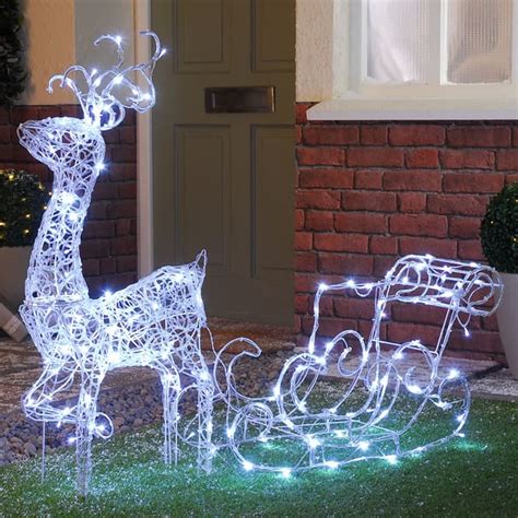 White Soft Acrylic Reindeer And Sleigh Cm Brandalley