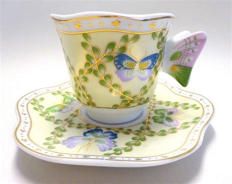 Butterfly Handle Coffee Cup And Saucer Demitasse Cup And Etsy