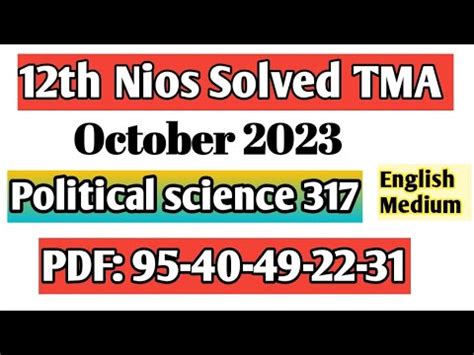 Nios Class Political Science Tma Solved In English Political