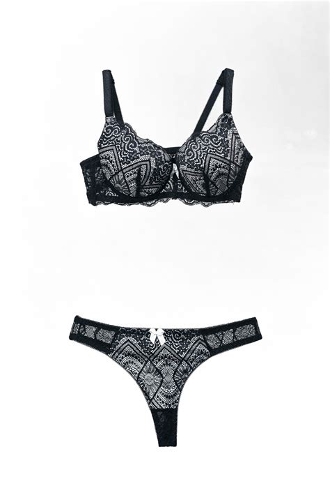 Bow Decor Push Up Bra Thong Panties Lingerie Set Sarai S Collection