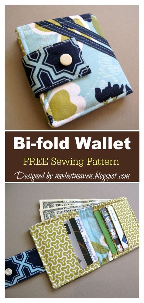 Bi Fold Wallet Free Sewing Pattern Wallet Sewing Pattern Diy Wallet