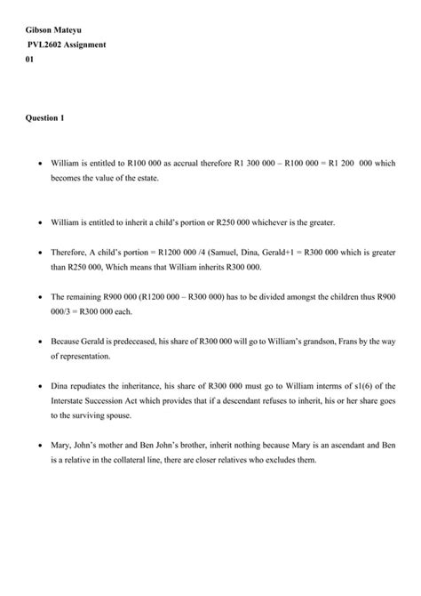 Unisa Law Of Succession Assignment Pdf