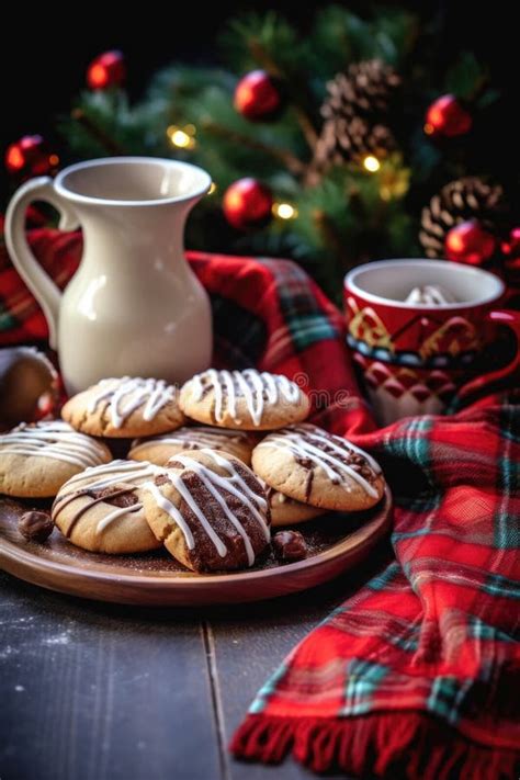 Festive Christmas Cookies And Hot Cocoa On A Table Stock Illustration Illustration Of Sweets