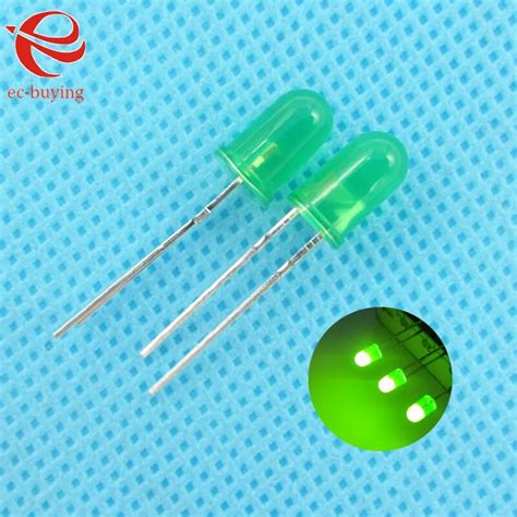 Mm Led Green Diffused Round Light Emitting Diodes Lamp Bead Dip Plug