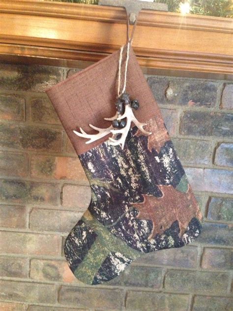 Hunting Camo Burlap Christmas Stocking By Pearlsandsunshine