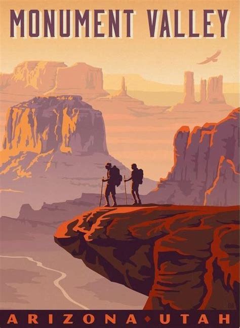 Monument Valley Arizona Utah Vintage National Park Posters