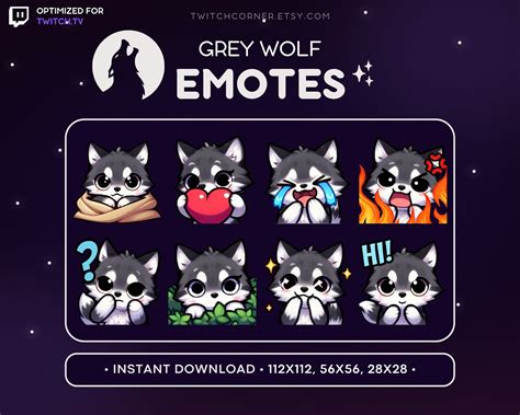 Grey Wolf Twitch Emotes Cool Wolf Emotes For Twitch Cute Wolf Emote