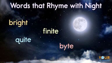 Words That Rhyme With Night Common Unique