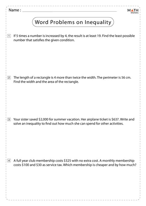 Practice Inequality Worksheets