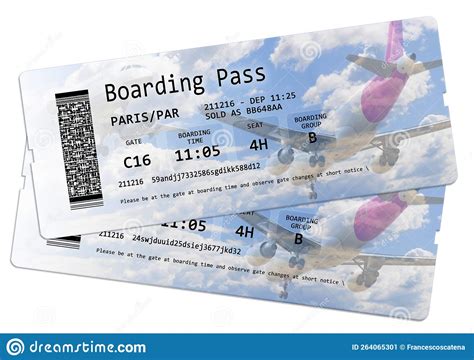 Airline Boarding Pass Tickets Isolated On White Concept Image Stock