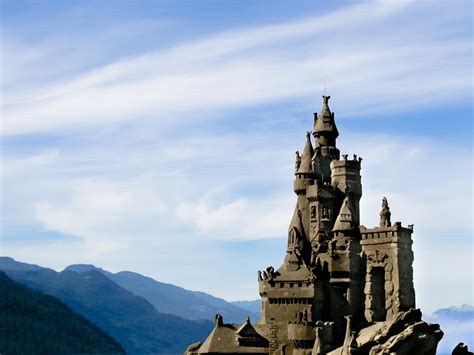 Gray Castle On Top Of Mountain Hd Wallpaper Wallpaper Flare