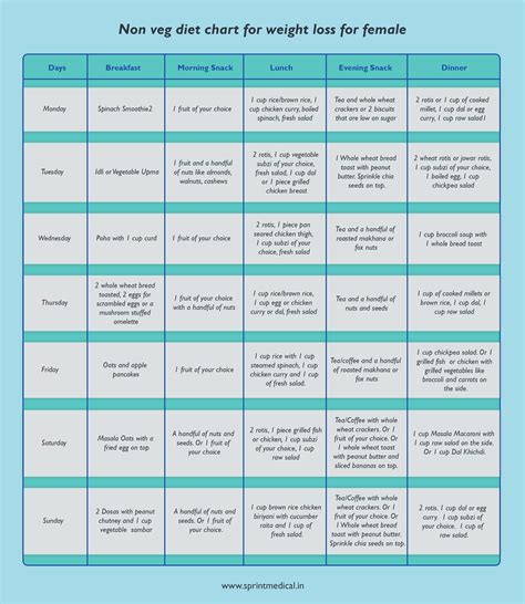 Daily Diet Chart For Women