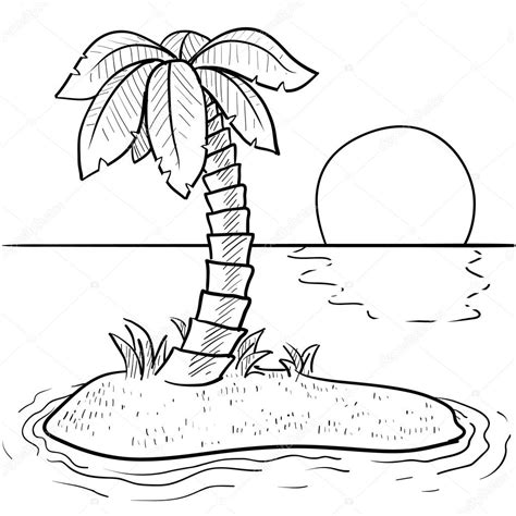 Deserted island sketch — Stock Vector © lhfgraphics #13892938