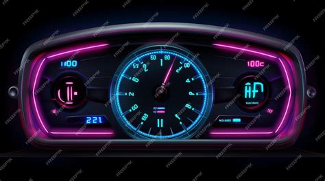 Premium Vector | The dashboard of a car with the lights on and the ...