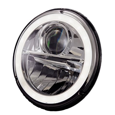 7 LED Headlamp Black UK RHD With Halo Side Light S7097LED WIPAC