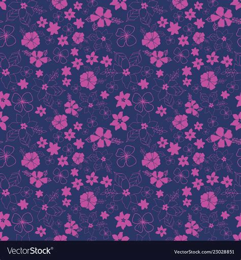 Pink and purple seamless repeat floral pattern Vector Image