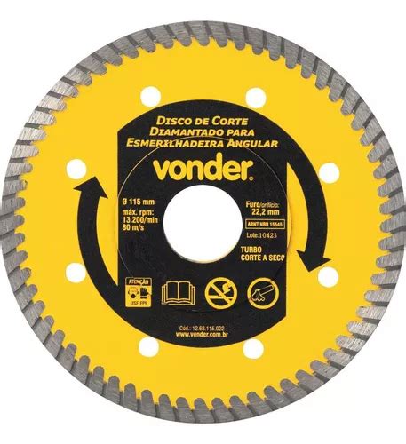 Disco De Corte Diamantado Esmerilhadeira 115mm Vonder MercadoLivre