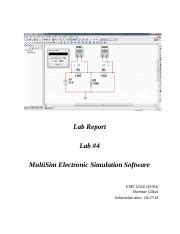 Emt Lab Report Multisim Electronic Simulation Software Docx