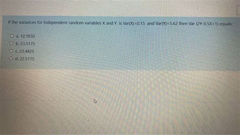 Answered The Variances For Independent Random Bartleby