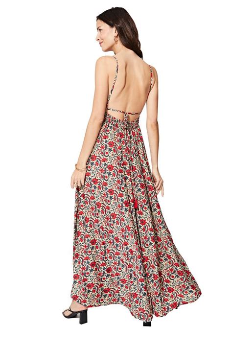 Robe longue femme chic à dos nu bohème d été de soirée Toyoe