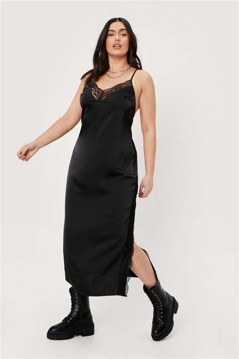 Plus Size Lace Trim Midi Slip Dress Nasty Gal