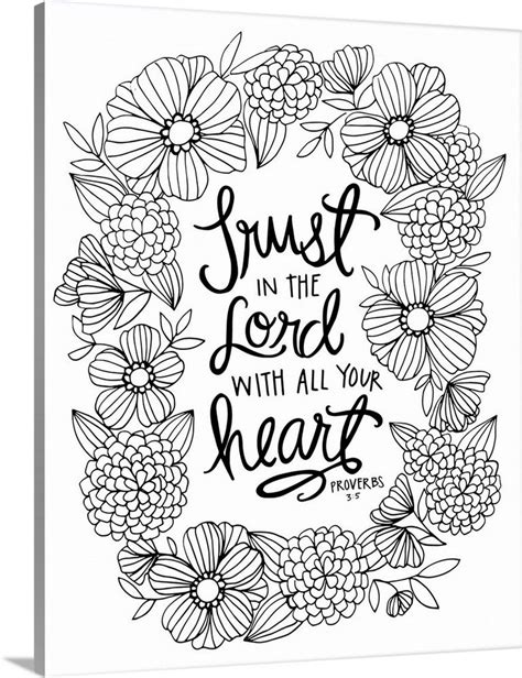 Trust In The Lord With All Your Heart Handlettered Coloring Coloring