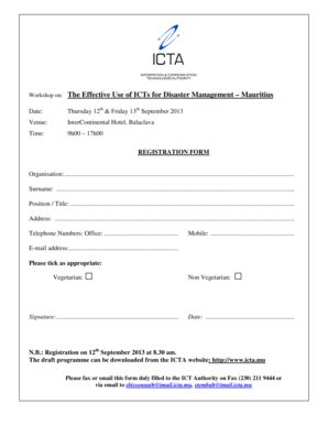 Fillable Online Icta Delegate Registration Form For Ict Authority