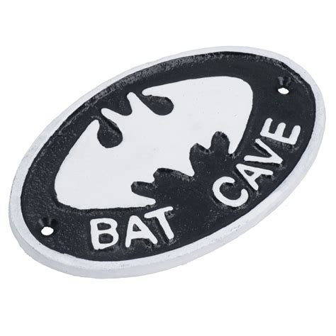 Bat Cave Cast Iron Sign Plaque Door Wall House Gate Post Bedroom Man C