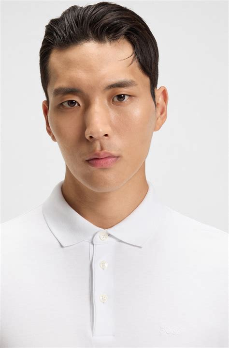 BOSS - Regular-fit polo shirt in interlock cotton - White
