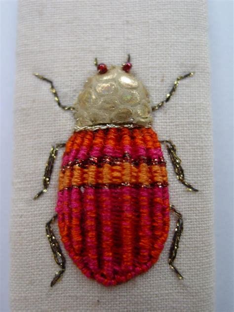 Embroidered Beetle Embroidery Patterns Stumpwork Bugs Embroidery