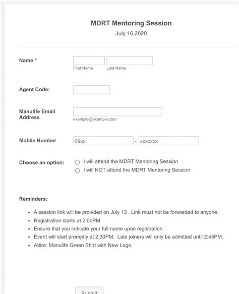 Training Jotform Form Template Jotform