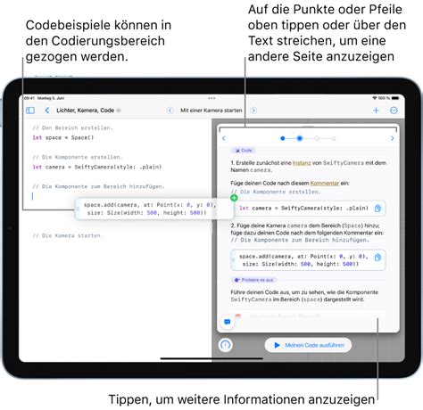 Eingeben Von Code In Ein Playground Buch In Swift Playgrounds Auf Dem