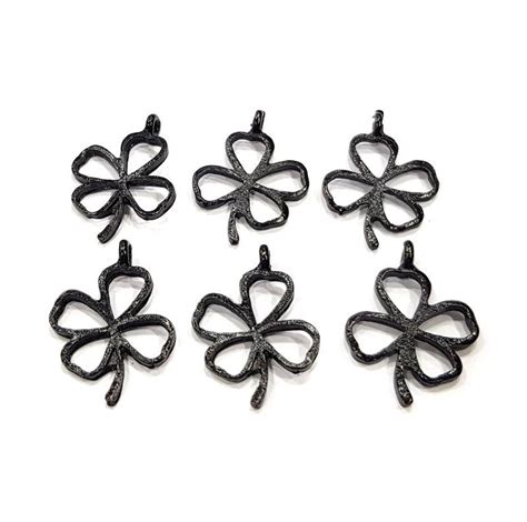 10 Clover Charm Black Charm Black Plated Metal 25x18mm Etsy