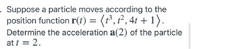 Solved Suppose A Particle Moves According To The Position Function R