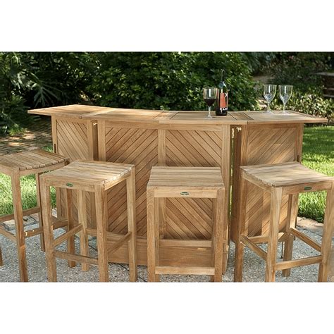 5 pc Somerset Teak Bar & Stool Set | Westminster Teak