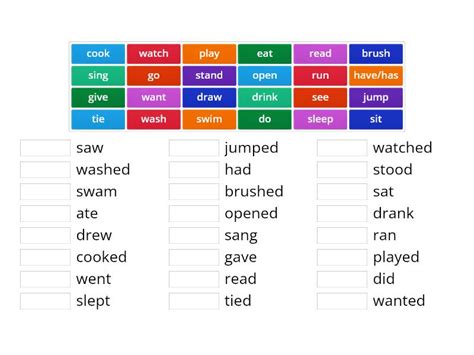 Regular And Irregular Verbs Une Las Parejas