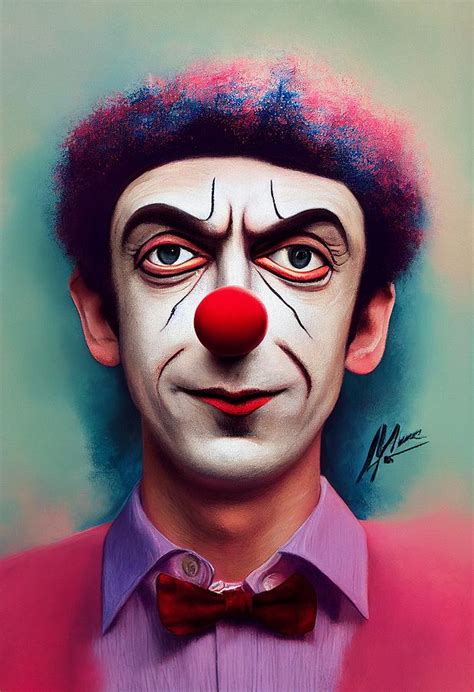 Mime Clown With Red Bow Tie Portrait Painting By Vincent Monozlay Pixels