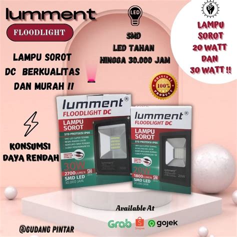 Jual Lampu Sorot Aki LED DC Floodlight Lumment Cahaya Putih 20 30 Watt