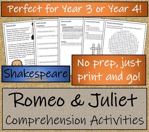 Lks Romeo And Juliet Reading Comprehension Activity Teaching Resources