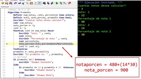 Calcular El Promedio De N Notas Porcentaje 👉 Ciclo Mientras