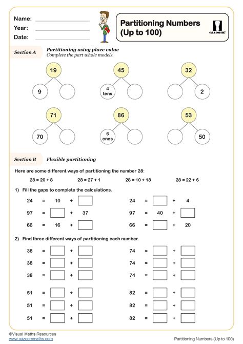 Partitioning Numbers To 100 Worksheet Fun And Engaging Year 2 Pdf Worksheets