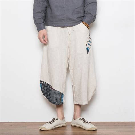 2018 Pants Men Summer Bohemia Men Loose Linen Knee Length Harem Pants