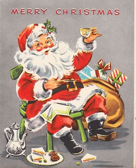 Vintage Santa Christmas Card Circa 1950s By Artistic