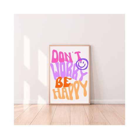 Don't Worry Be Happy Digital Wall Art Motivational Saying Music Lyrics ...