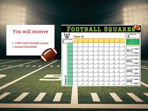 Printable Football Squares Super Bowl Squares Football Game Football