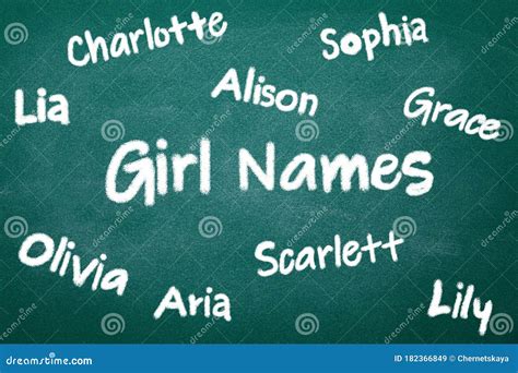 baby names written  chalkboard stock image image