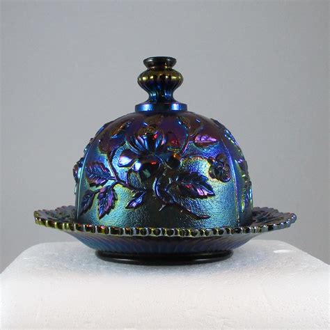 Antique Imperial Purple Lustre Rose Carnival Glass Butter Dish Carnival Glass