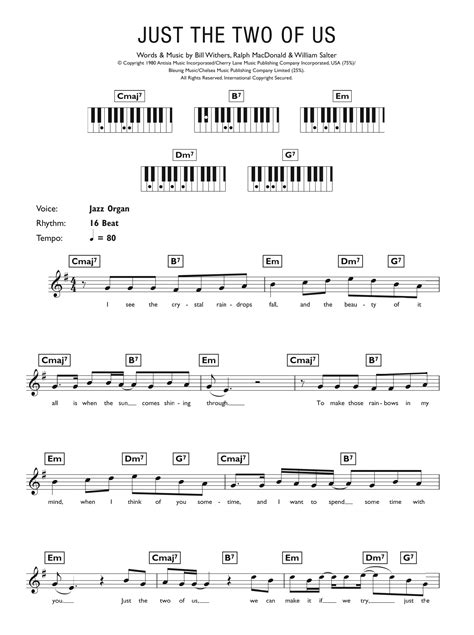 Just The Two Of Us By Grover Washington Jr Feat Bill Withers Sheet Music For Piano Chords